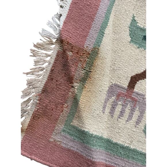 Handmade VTG Wool Rug Native Design Southwestern Hand Woven Art READ - Picture 5 of 10